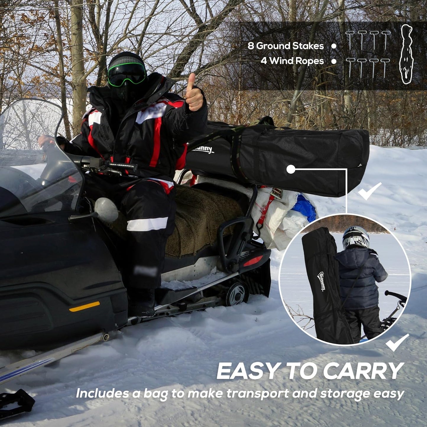 Portable Ice Fishing Tent + Outdoor Chair with Mat For 8 People