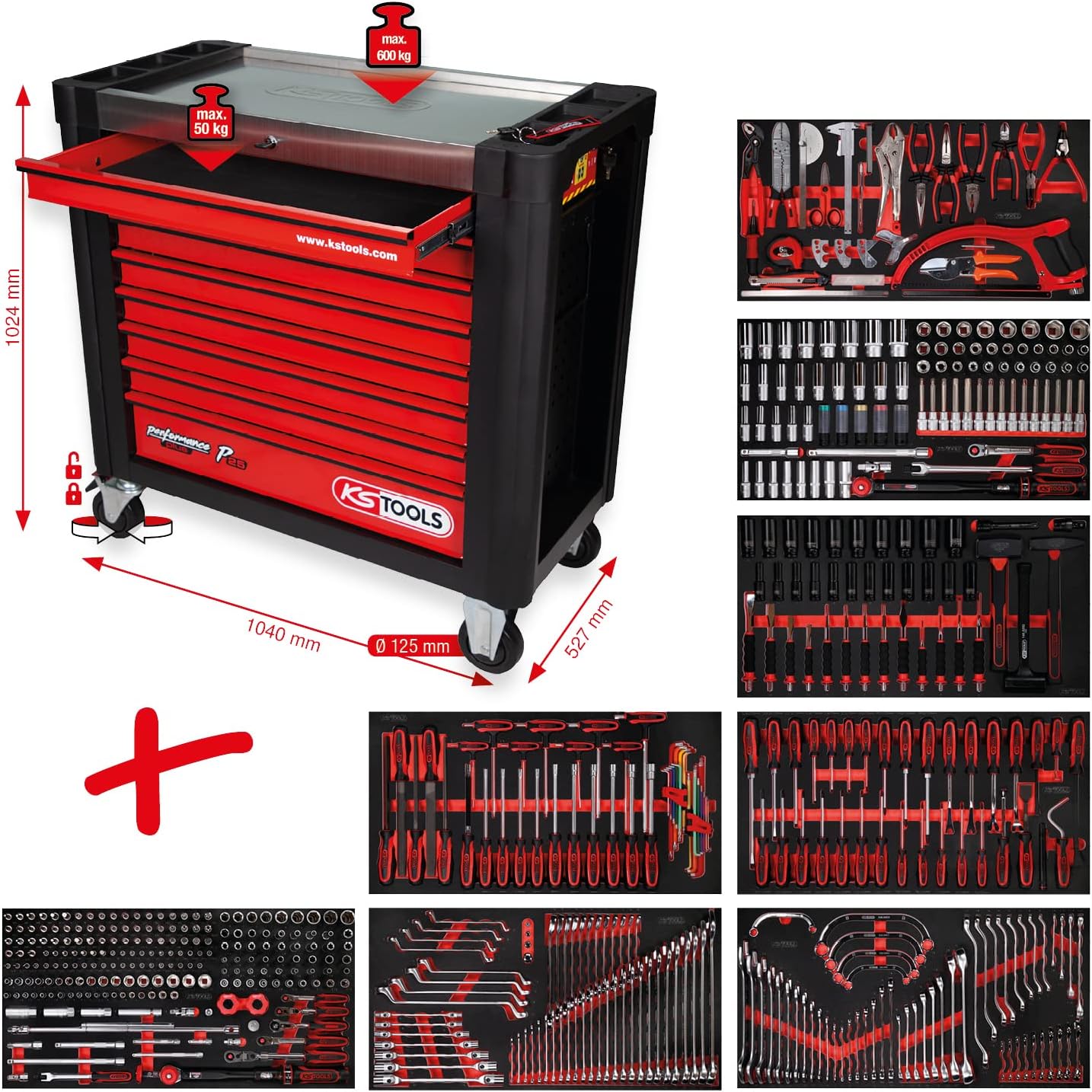 P25 with 8 Drawers Equipped with 564 Tools in 8 Inserts for 8 Drawers