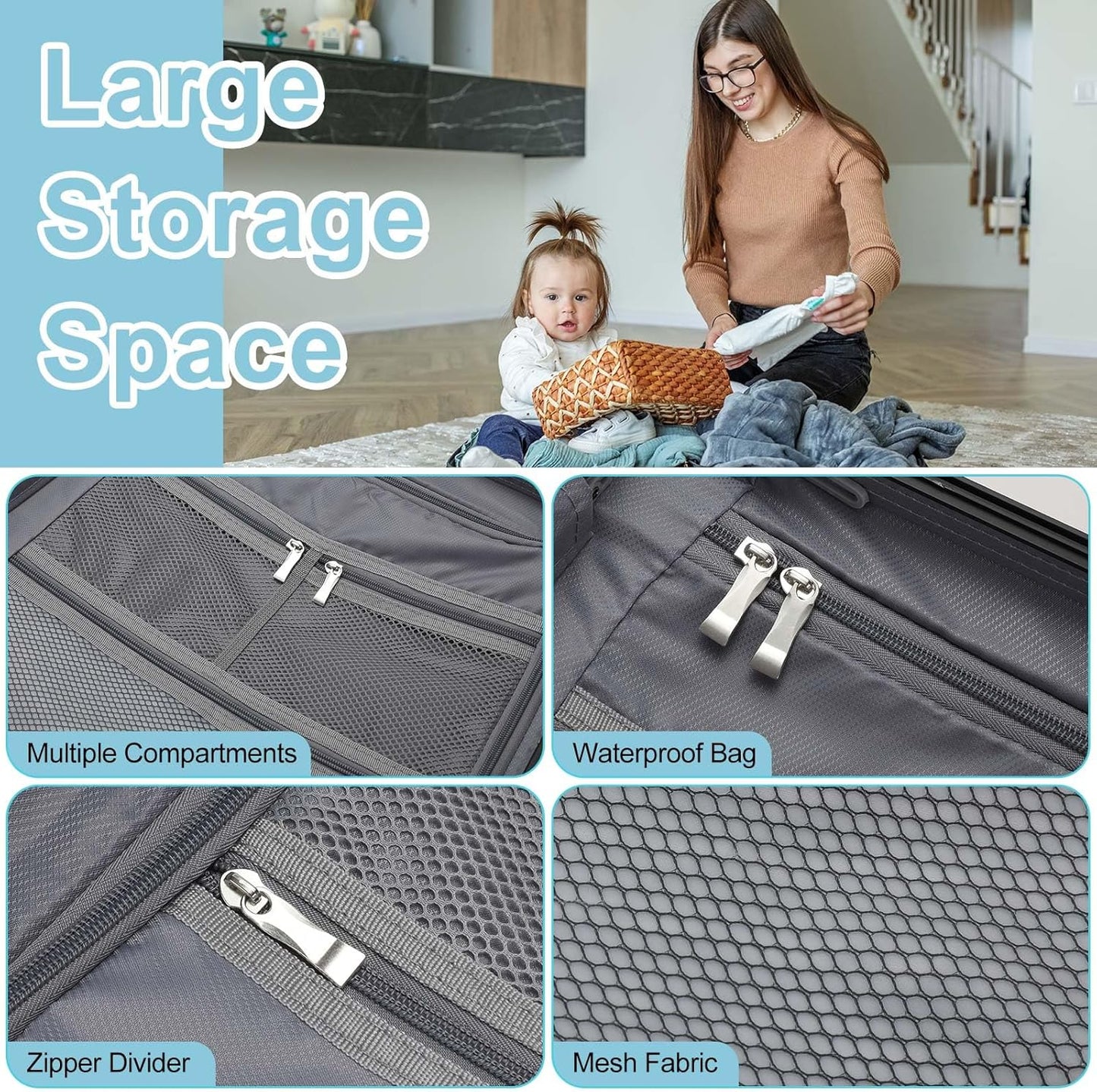 22 Inch Carry on Luggage with Seat for Kids