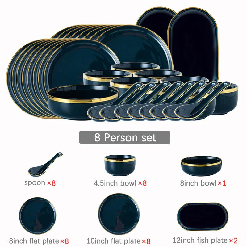 Oxford Blue Luxury Dinnerware Set (For 4, 6 and 8 Person)