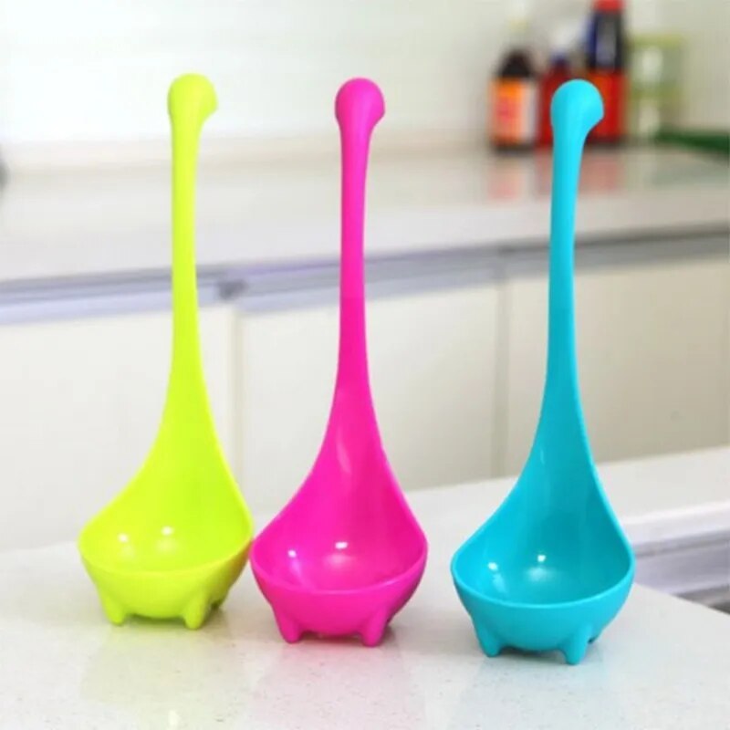 1Pc Lovely Useful Nessie Soup Ladle Loch Ness Monster Design Upright Spoon Home Kitchen Bar Cute Cooking Accessories Colorful