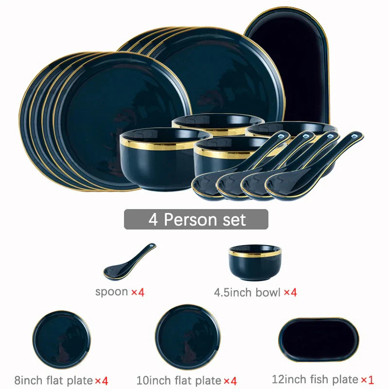 Oxford Blue Luxury Dinnerware Set (For 4, 6 and 8 Person)