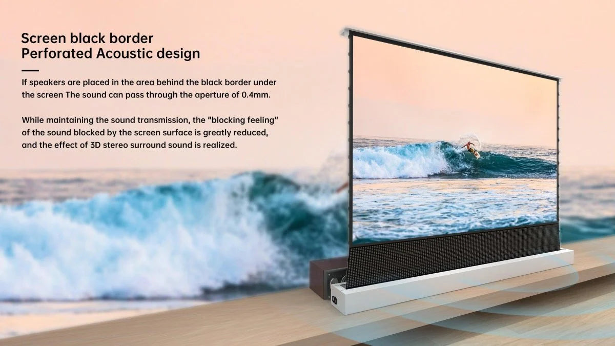 120inch Electric Tension Floor Rising Screen + Laser Projector (Dolby Vision, IMAX Enhanced)