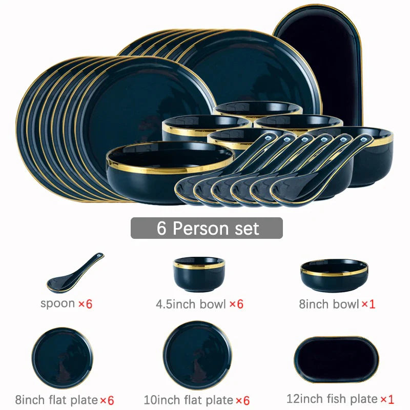 Oxford Blue Luxury Dinnerware Set (For 4, 6 and 8 Person)