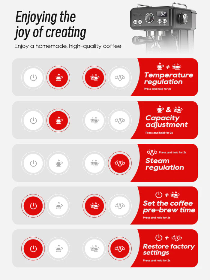 Automatic Espresso Coffee Machine Temperature Adjustable H10A | 70% OFF [LIMITED SALE]
