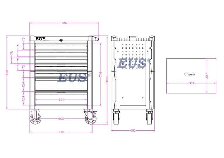 7 Drawer Tool Cabinet 323pcs Pro Plus Set