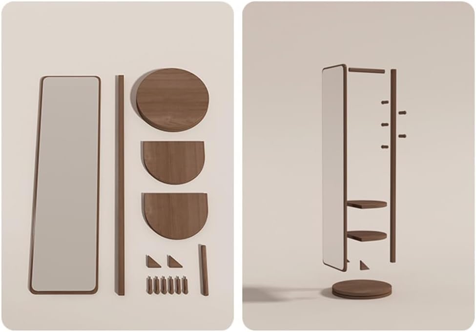 Wooden Coat Tree with Full-Length Mirror  | 70% OFF [LIMITED SALE]