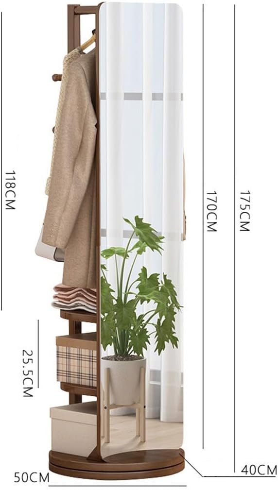 Wooden Coat Tree with Full-Length Mirror  | 70% OFF [LIMITED SALE]