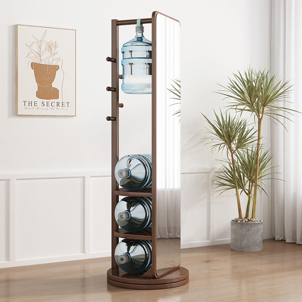 Wooden Coat Tree with Full-Length Mirror  | 70% OFF [LIMITED SALE]