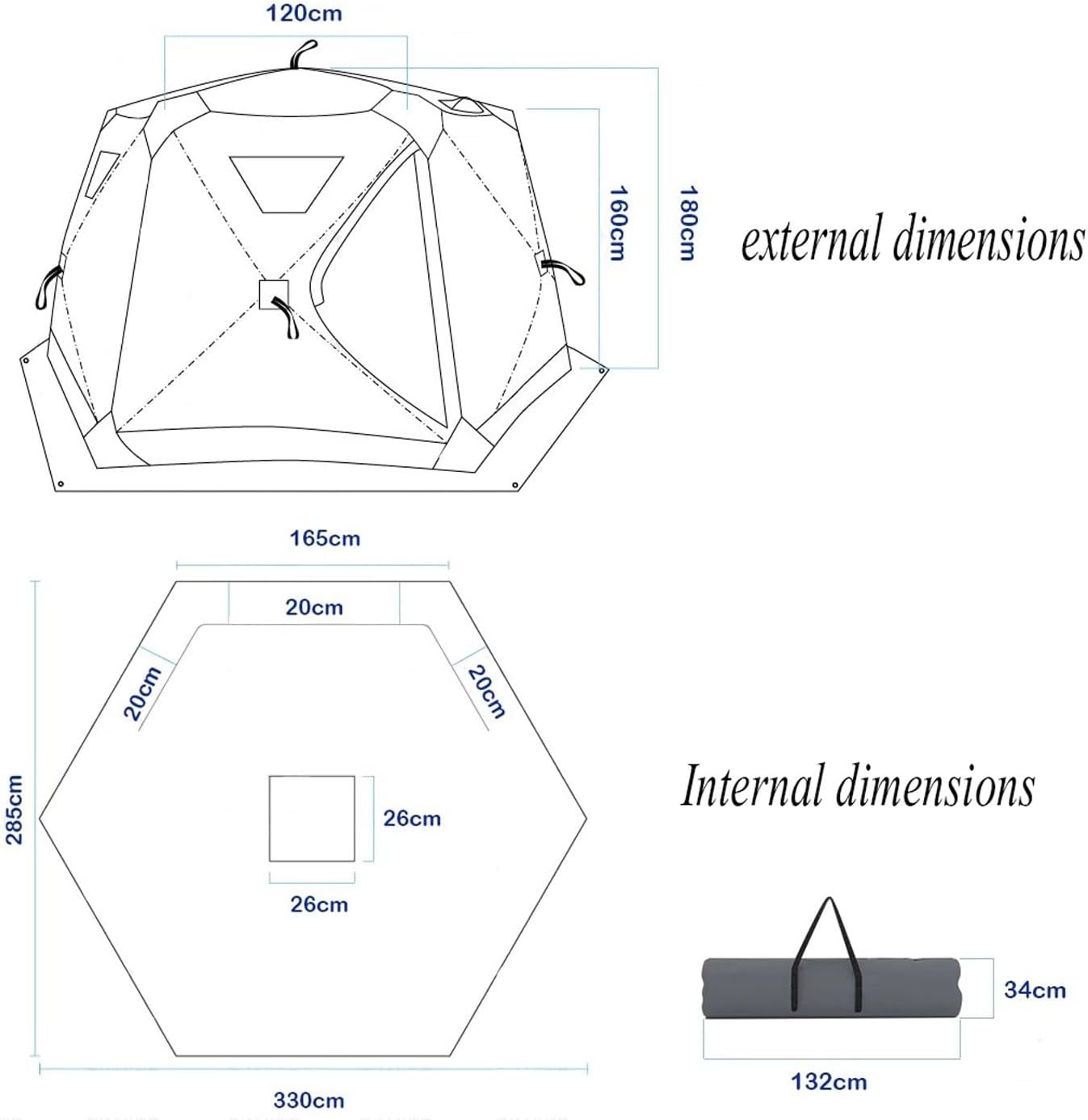 5-8 Person Hexagonal Warm and Thickened Ice Fishing Tent