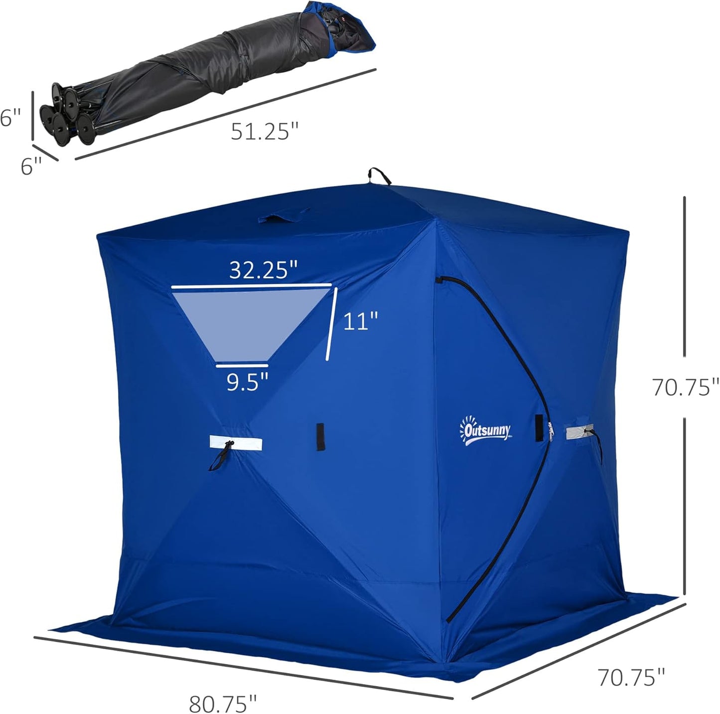 Portable Ice Fishing Tent + Outdoor Chair with Mat For 8 People