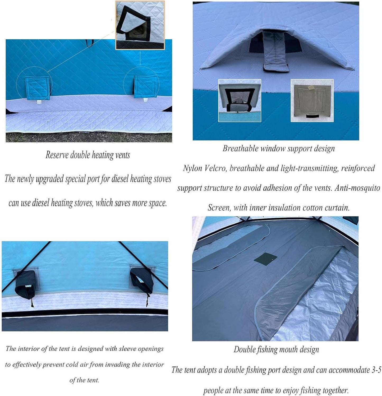 5-8 Person Hexagonal Warm and Thickened Ice Fishing Tent