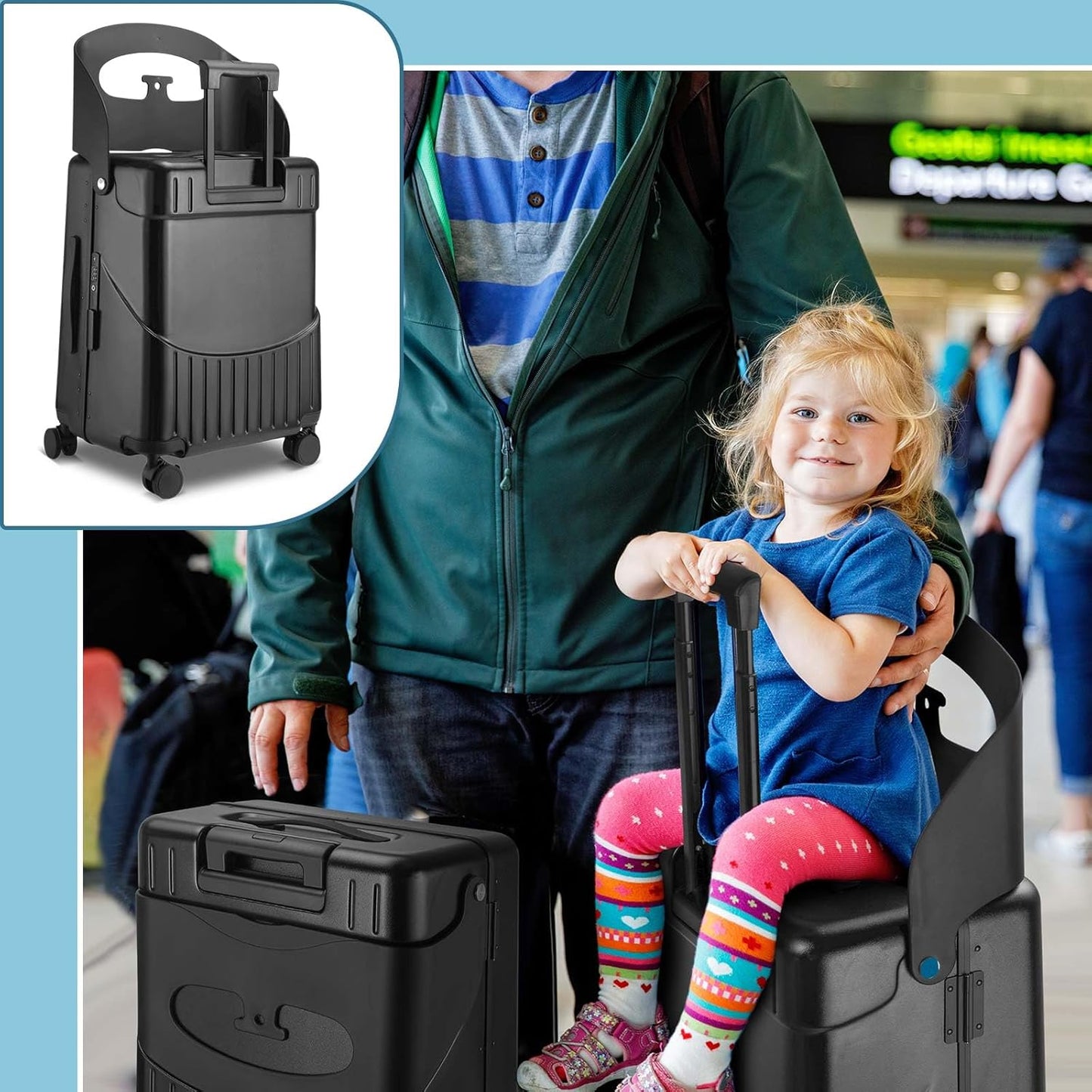 22 Inch Carry on Luggage with Seat for Kids