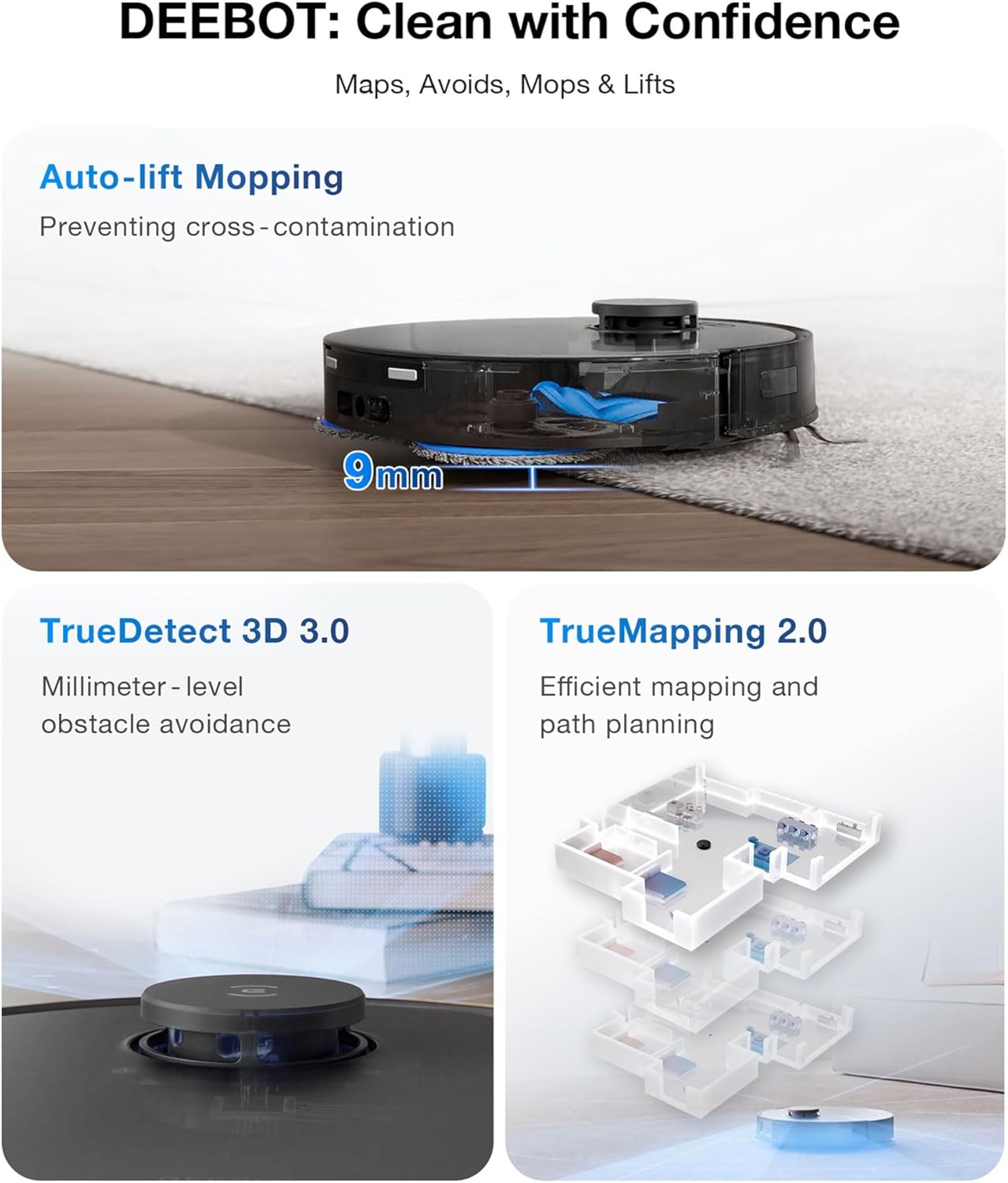 ECOVACS Deebot T30 Omni Robot Vacuum Cleaner with Wiping Function