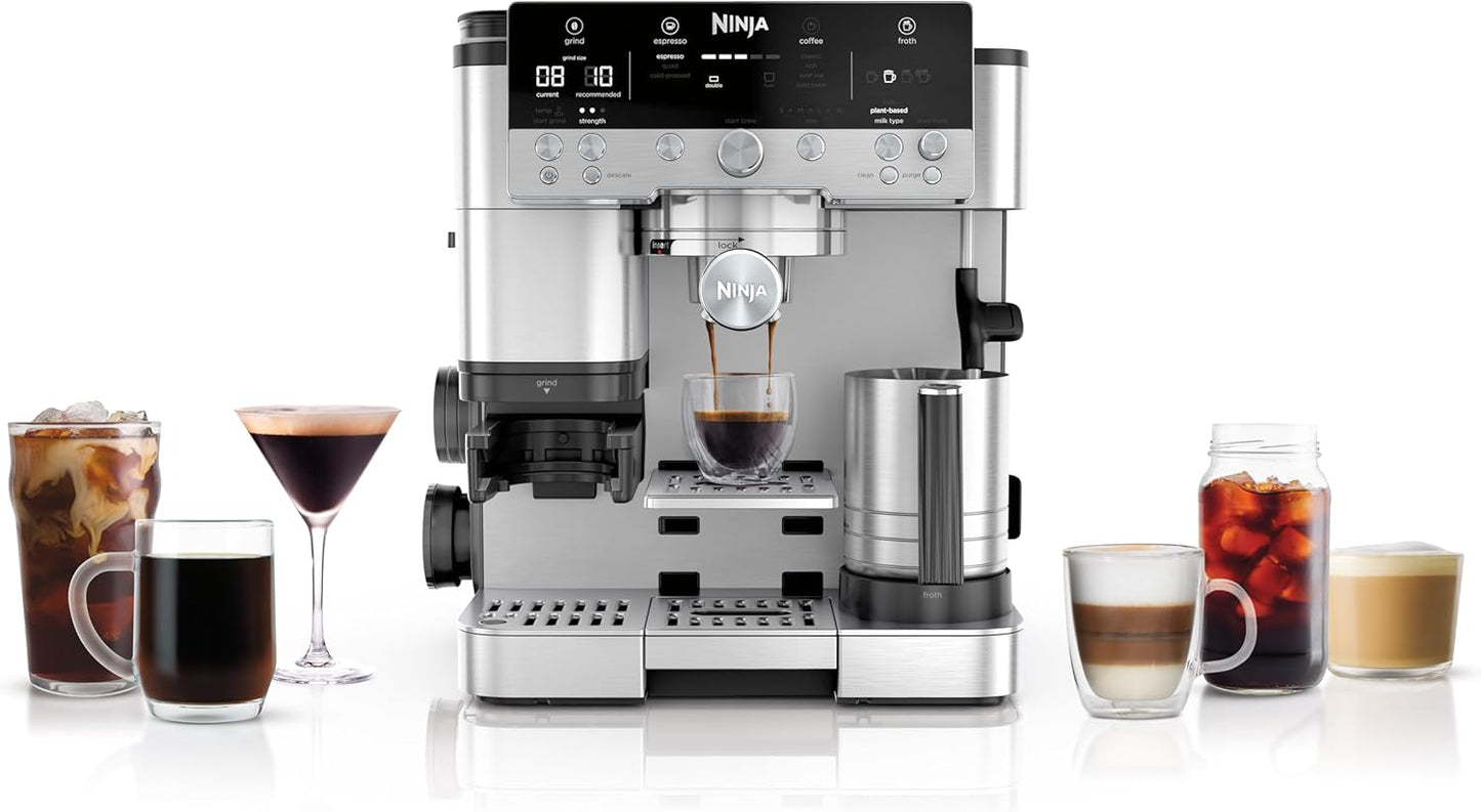 3-in-1 Coffee Maker with Grinder and Frother for Latte