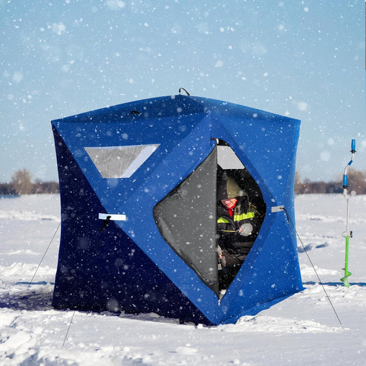 Portable Ice Fishing Tent + Outdoor Chair with Mat For 8 People