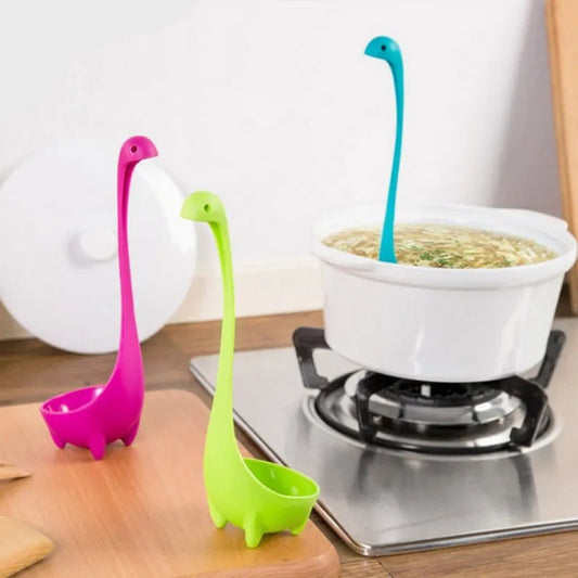 1Pc Lovely Useful Nessie Soup Ladle Loch Ness Monster Design Upright Spoon Home Kitchen Bar Cute Cooking Accessories Colorful