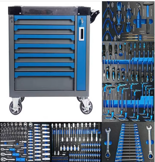 420 Pcs Tool Sets Rolling Box Heavy Duty Stainless Steel Tool Chest 7 Drawers Tool Cabinet Cart Trolley