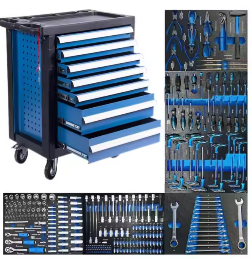 420 Pcs Tool Sets Rolling Box Heavy Duty Stainless Steel Tool Chest 7 Drawers Tool Cabinet Cart Trolley