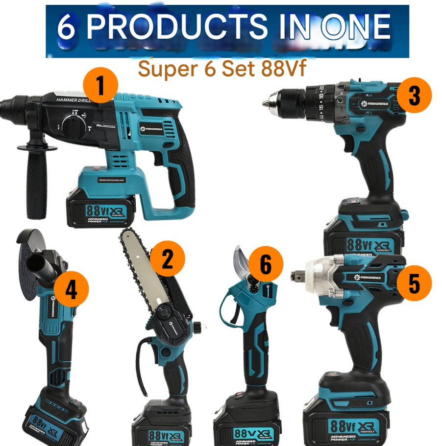 6-in-1 Professional Power Tool Set