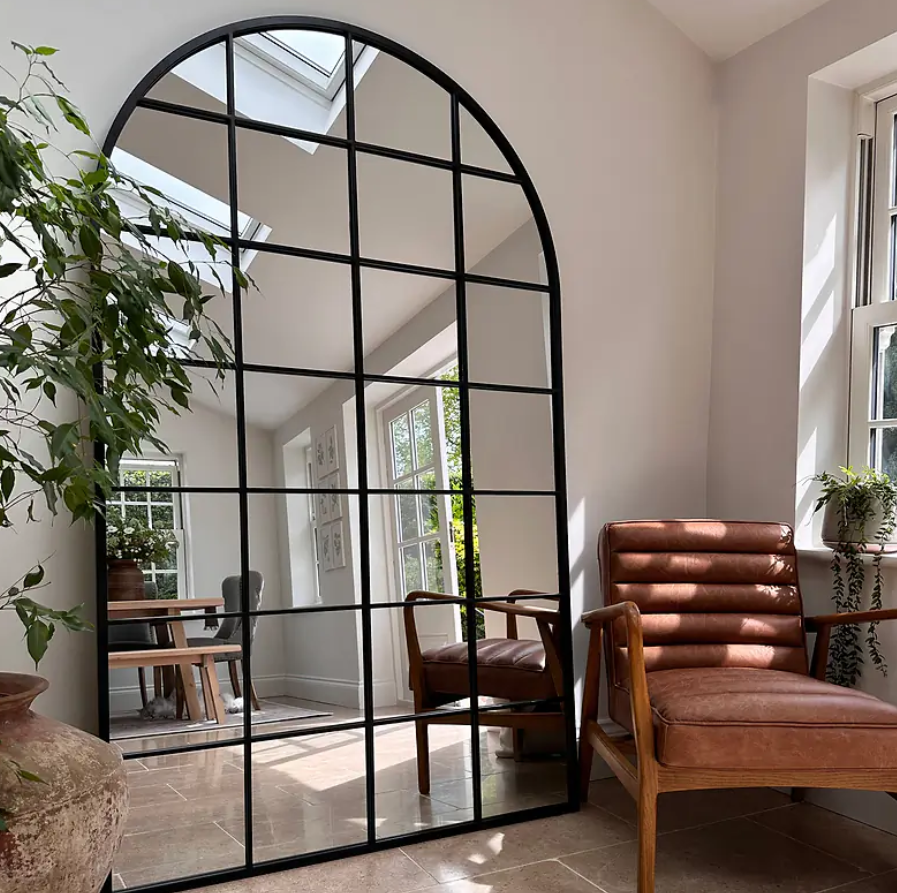 Brooklyn  Full Length Extra Large Black Arched Metal Mirror 200cm x 120cm