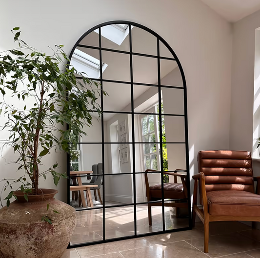 Brooklyn  Full Length Extra Large Black Arched Metal Mirror 200cm x 120cm
