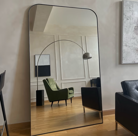 Theo  Full Length Black Curved Metal Extra Large Mirror 200cm x 120cm