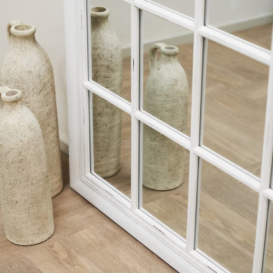Sasha  White Shabby Chic Full Length Window Mirror 180cm x 100cm