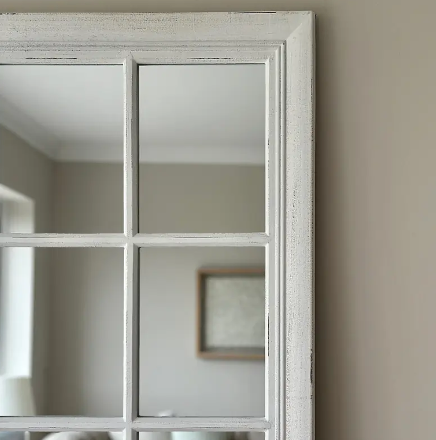 Sasha  White Shabby Chic Full Length Window Mirror 180cm x 100cm