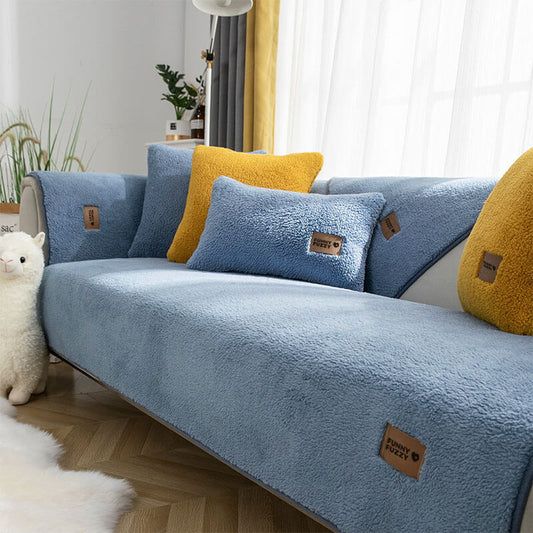 Thick Fuzzy Sherpa Fleece Non-Slip Couch Cover