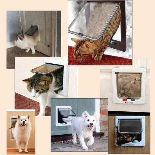 4 Way Security Lock Flap Door - Cat Flap Door for Interior Exterior Door, Window and Wall