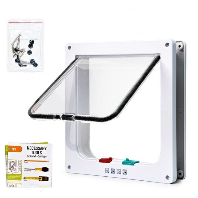 4 Way Security Lock Flap Door - Cat Flap Door for Interior Exterior Door, Window and Wall