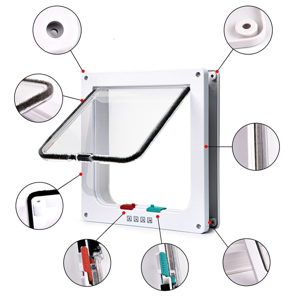 4 Way Security Lock Flap Door - Cat Flap Door for Interior Exterior Door, Window and Wall