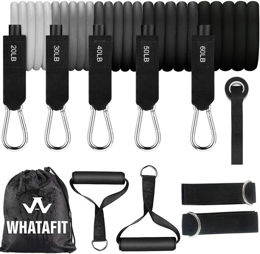 Whatafit Resistance Bands Set, Exercise Bands with Door Anchor, Handles, Carry Bag, Legs Ankle Straps for Resistance Training, Physical Therapy, Home Workouts for Men and Women