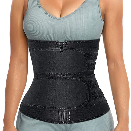 Neoprene Sweat Waist Trainer - Body Shaper for Women with Two Belts