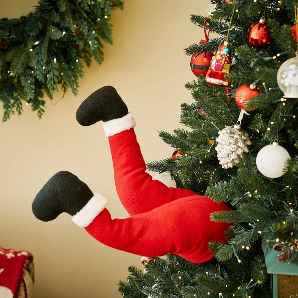 Plush Santa Legs for Christmas Tree - Christmas Tree Decoration Santa Claus Legs